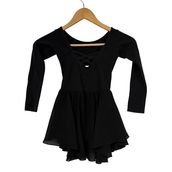 Arshiner Black Long Sleeve Ballet Dance Leotard Dress Kids Size 140‎ - Picture 2 of 4
